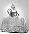 Court dress, silk, metallic thread, British